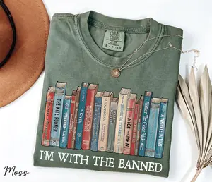 Comfort Colors I'm With The Banned Vintage T-shirt Banned Books Librarian Bookworm Tee Read Banned Books Gift For Book Lover