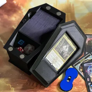 Personalized Gothic Coffin Commander Deck Box - Fits 100+ Double Sleeved Cards With Commander Showcase