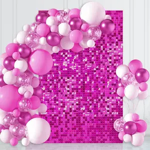 Hot Pink Shimmer Wall Backdrop Panels 3ftx4ft Square Sequin Backdrop for Birthday Anniversary Wedding Graduation Bachelorette Party Decoration