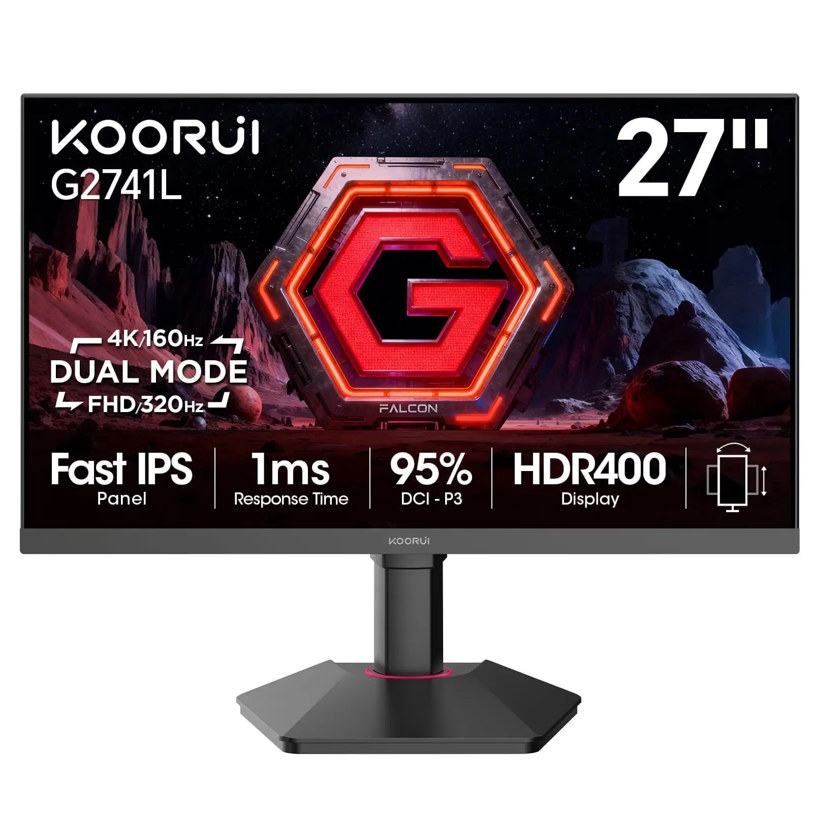 27” 4K Gaming Monitor, UHD 160Hz/Up to 320Hz Fast IPS Computer Monitor OD 1ms, HDR 400, Adaptive-sync, VESA, New