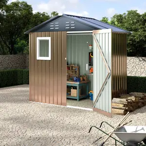 6x4 FT Metal Storage Shed with Window– Outdoor Utility Shed with Lockable Door & Air Vent, Garden/Yard Shed Kit for Backyard Patio Lawn