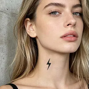4pcs Lightning Semi-Permanent Tattoo Stickers - Waterproof 2-Week Long Lasting Matte Fake Tattoos, Realistic Non-Reflective Body Art for Neck, Arms & Collarbone
