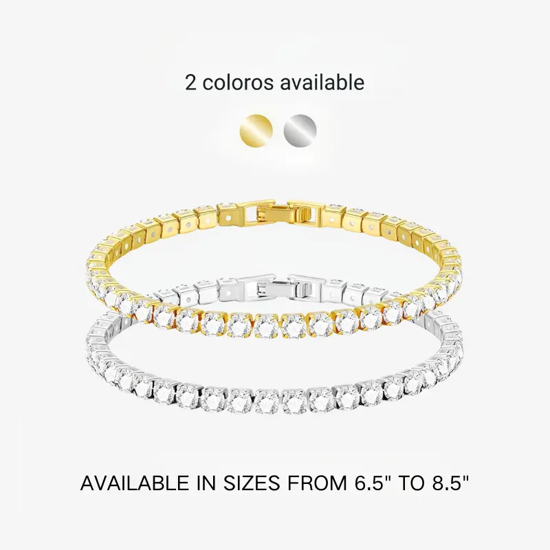 Elegant tennis bracelet with a sparkling cubic zirconia chain.This simple gold- or silver-plated piece is stylish and versatile, suitable for both men and women. perfect gift for birthdays, anniversaries, everyday wear, or layering.  classic gift,Merry