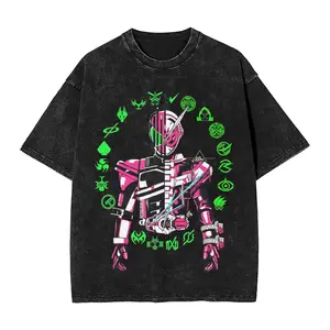 valentine shirts  Graphic Printed Kamen Rider Black RX  Washed Shirt Outfit Harajuku T-Shirt  Men Women Tees16
