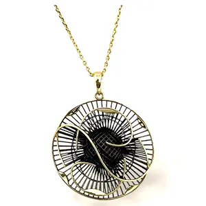 Abstract Orbit Filigree Statement Necklace-two tone LM