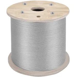VEVOR 1/4 Stainless Steel Cable 200FT, T304 7x19 Tighter Core Cable Railing System Wire Rope Aircraft Deck Railing Kit Fence Wire
