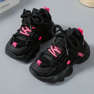 Girls Low-Top Shoes: Black & Pink Colorblock! ✨   Lightweight PU + Breathable Lining – Perfect for 4-12Y Toddlers to Tweens |   Comfy Fit for School/Sports/Play – Trendy Active Footwear!