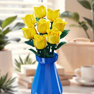 Red Rose DIY Vintage Blossom Forever,Vintage Blossom Forever Building Blocks Set, DIY Artificial Rose Bouquet with 6 Color Options, Creative Desk Decor Toy for Kids & Adults, Valentine's Day Anniversary Gift,Christmas,Black Friday,Mother day,Memorial day