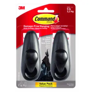 3M 243252 Metal Classic Hooks - Oil Rubbed Bronze, Large & Pack of 2