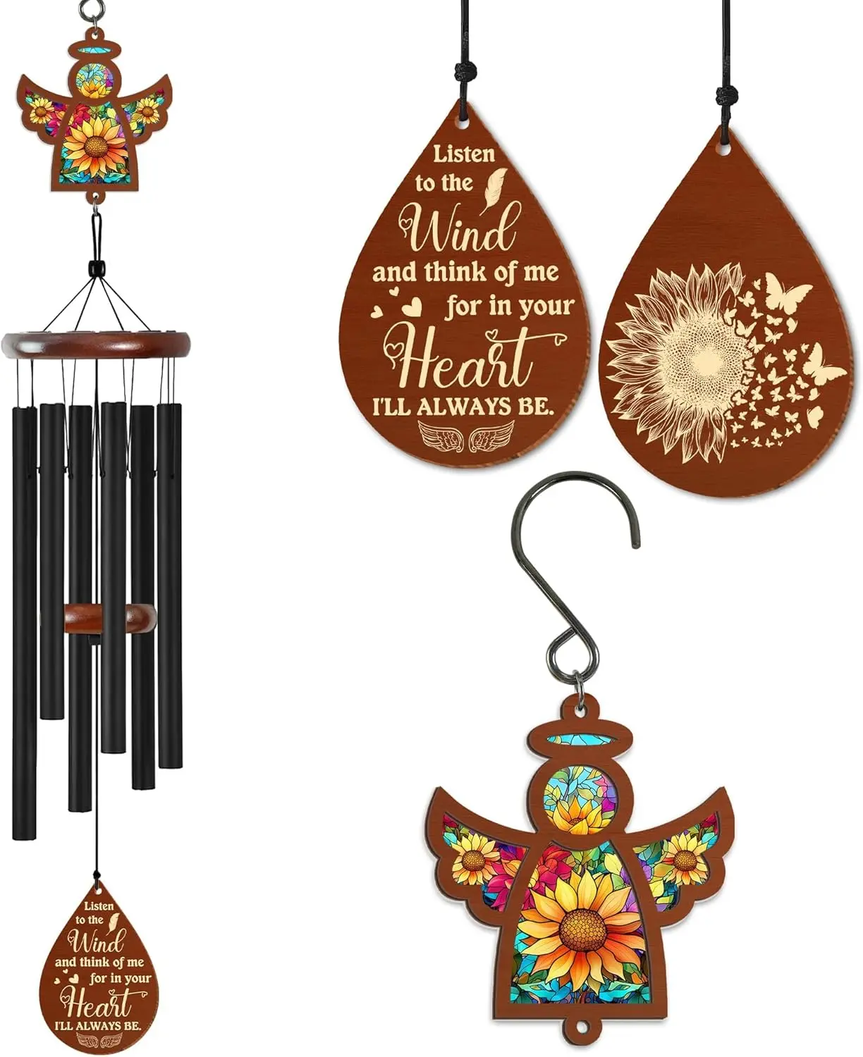 FLAGWIX Memorial Wind Chimes - 32" Sympathy Gifts for Loss of Loved One - Outdoor Bereavement Gift for Mom & Dad - Thoughtful Christmas Condolence Keepsake for Remembering Loved Ones