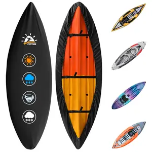 Zettum Kayak Cover 10 FT - 600D Kayak Canoe Cover for Outdoor Storage Heavy Duty & Waterproof Fade-Resistant Kayak Accessory for Canoe Paddle Board SUP and Kayak Boat (Fit 9ft - 10ft Kayak)