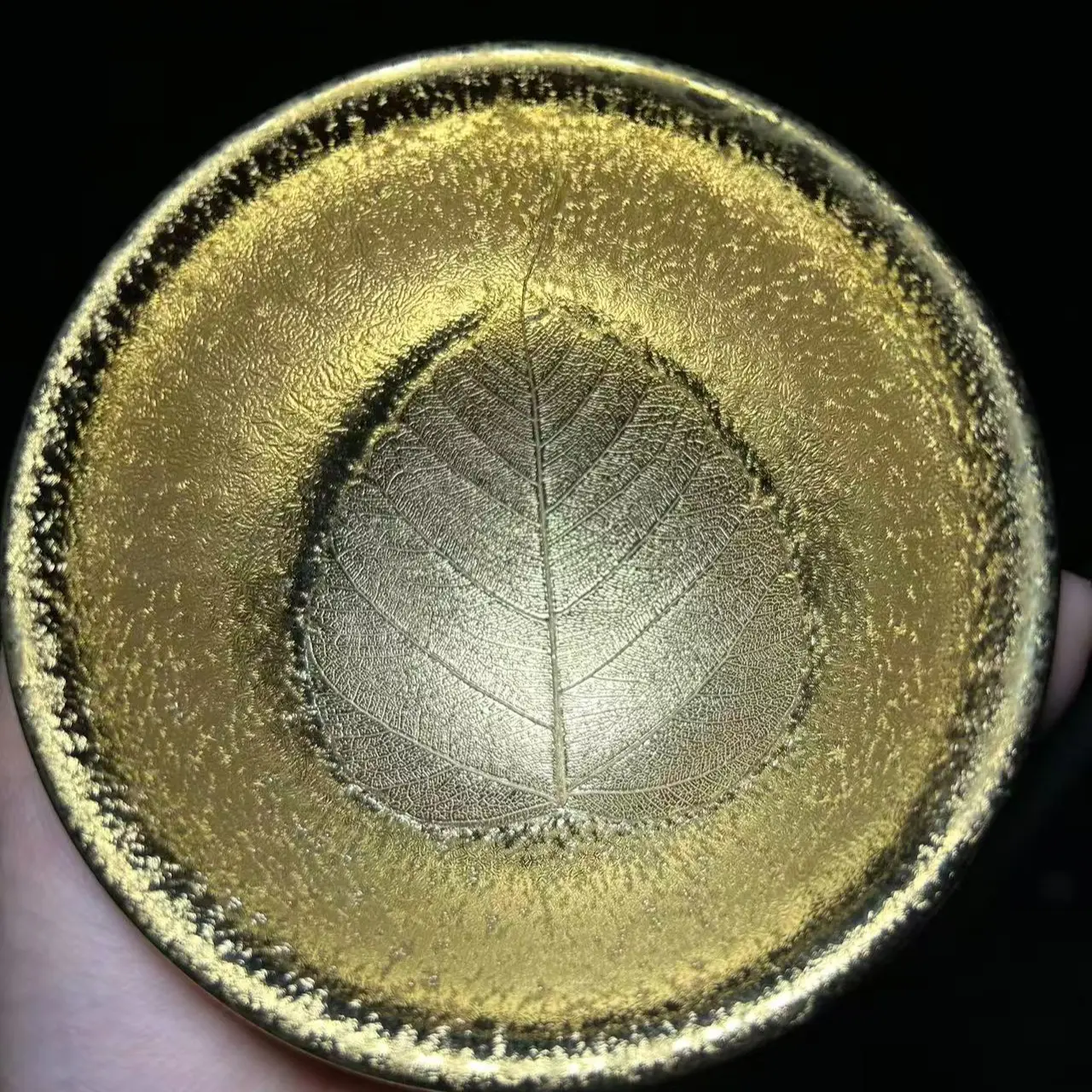 Traditional Gold Leaf-Jianzhan Tea Cup, Master Crafted Ceramic Beverage Cup, On-Site Clay Kiln Collectible Cultural Item, One-Of-A-Kind
