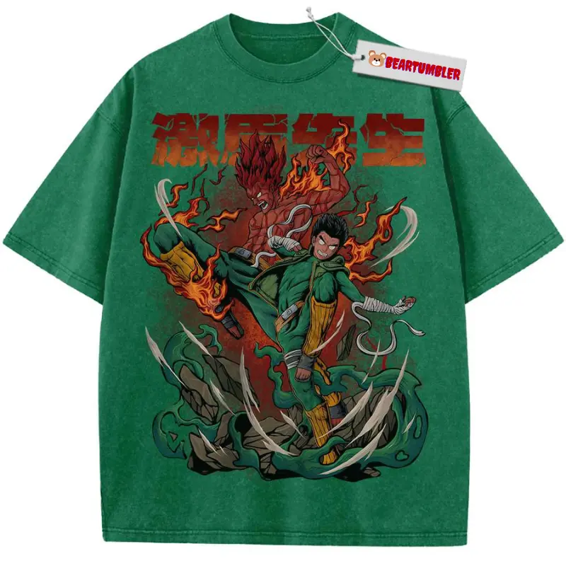 Rock Lee And Might Guy NS T-Shirt, Eight Gates Anime Graphic, Epic Ninja Battle Apparel, Anime Shirt, Vintage T-Shirt, Vintage Otaku Fashion, Unisex Cotton Crewneck T-Shirt Menswear Womenswear Streetwear Top