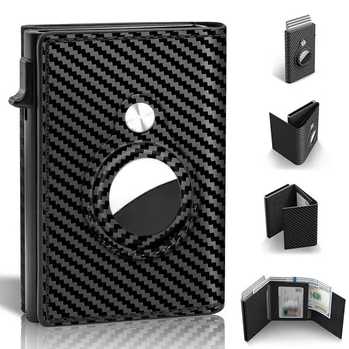 2025 Best Gifts for Mens Smart Wallet, Leather Card Holder Smart, Slim, Minimalist Wallet, 14 Card Capacity | ID Window | Cash Slot Wallet