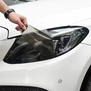 Car Fog Light Film, Car Light Sticker, Car Fog Light Taillight Headlight Film Waterproof DIY Flexible PVC Wrap Film Universal for Vehicle SUV Truck(Black)
