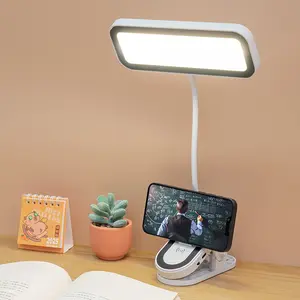 1pc clip-on LED desk lamp, adjustable dimming touch-controlled bendable reading lamp, three-color dimming (white , warm , natural ) touch-controlled desk lamp, rechargeable clip-on desk lamp