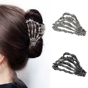Gothic Ghost Hand Hair Clip with Wavy Acrylic Back for Secure Fit Halloween Hair Accessory Set 2-Piece