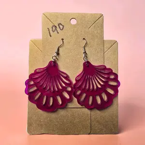 190) Big Fuchsia Seashell Earrings!