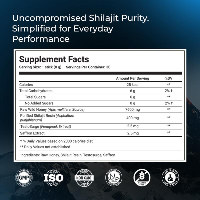 10-in-1 Pure Himalayan Shilajit Sticks Pro (Classic Honey) - Pack of 10