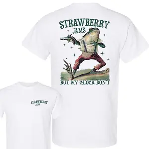 Strawberry Jams But My Glock Don't Vintage Graphic Shirt, Unisex T-Shirt, Full Color, For Men, For Women