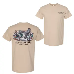 Southern Boy Outfitters Camo Mallard Graphic t-Shirt For Men, 2-Sided Flying Duck Hunting Tee, Outdoor Country Apparel, Vintage Casual Unisex Top