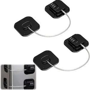 LMMAKE 2-Pack Password Refrigerator Lock - No-Drill Safety Latch for Fridge, Closet (Hardware Padlock for Anti-Pinch Security)