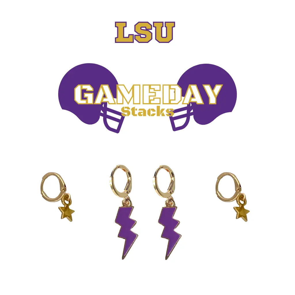 LSU Classic Gameday Earring Stack For Tigers Game Day