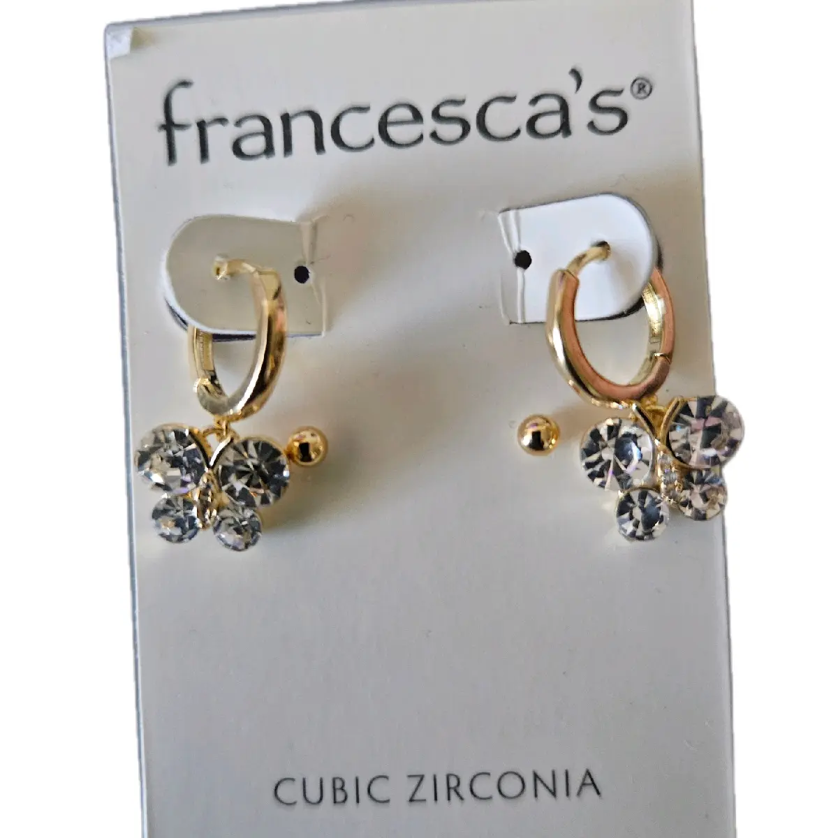 Brand new floral cubic zirconia earrings plus set of studs