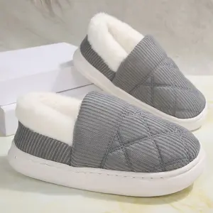 Women's Warm Slip-On Loafers Fuzzy Lined Corduroy Comfort Indoor Outdoor Shoes Winter Daily Wear