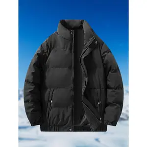 Bmuvlss Men's Heavy-Duty Winter Coat - Full-Zip Cold Weather Jacket with Stand Collar, Thick Insulated Outerwear, Machine Washable Shell & Pockets for Skiing, Snowboarding, Everyday Winter Wear - Beige/Black/White Color Options, Winter Jacket For Men, Men