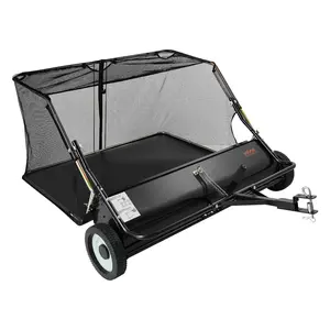 VEVOR Tow Behind Lawn Sweeper, 48 in Pull Behind Yard Sweeper, 26 cu. ft Hopper Bag Capacity, Leaf & Grass Collector with Dumping Rope, Adjustable Sweeping Height, Garden Sweepers for Lawn Farm