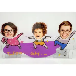 Cute Little 3-Person Family DIY Bobblehead Kit – Wobbly Acrylic Photo Figures with Stand – A Sweet Handmade Gift to Capture Your Family Adventures