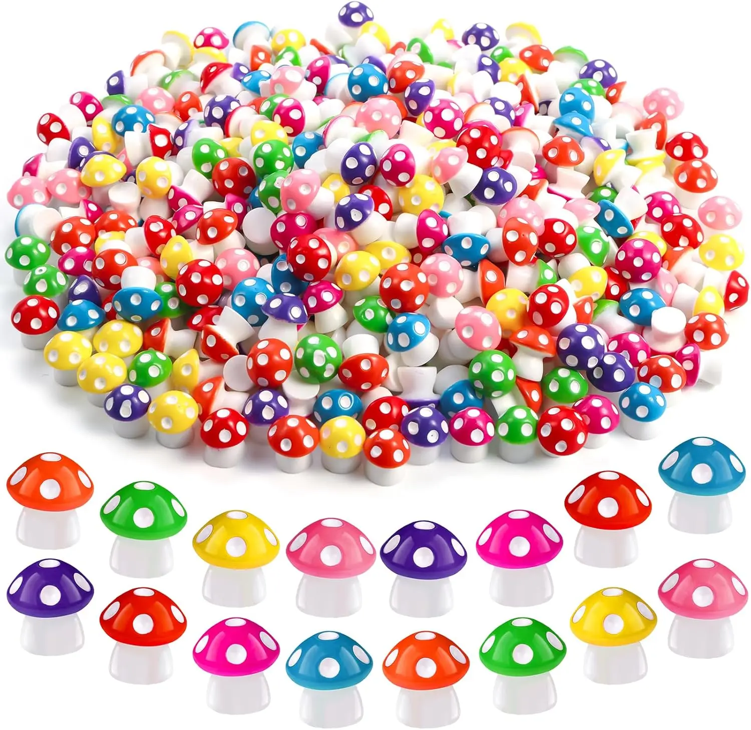 100pcs 8-Color Mini Resin Mushroom Garden Statues & Sculptures Set Pack, 3 Years and Up, Dollhouse Terrarium DIY Project Decor, Whimsical Fun Garden Landscape Accent, Diy Projects