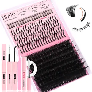 4 Styles Lash Clusters Kit 60D|80D|100D|Spikes Lash Extension Kit Volume Eyelash Clusters Volume Individual Lashes Kit Super large Cluster Eyelash Extensions Kit DIY Spikes Lash Kit Individual False Eyelashes with Lashes Bond and Seal