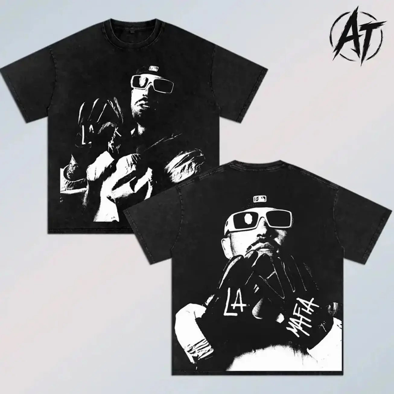 Feid “La Mafia” Vintage Washed Oversized Tee, Ferxxo Inspired Latin Trap Streetwear Shirt, Black & White Portrait Graphic Two Sided T Shirt, Heavyweight Cotton Urban Reggaeton Fashion Unisex Top, Tour 2026 Music Merch Gift for Fans 7IM