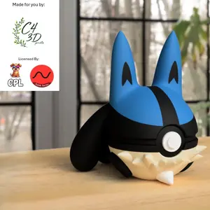 Lucario Ball - 1st Print - High-Quality PLA, 3D Printed Pokeball Figure, Decor