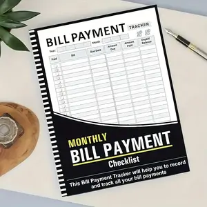 Monthly Bill Payment Tracking Plan, 1 Count Bill Payment Tracker, Financial Organization Notebook  for Home Office Dormitory Travel Daily Use