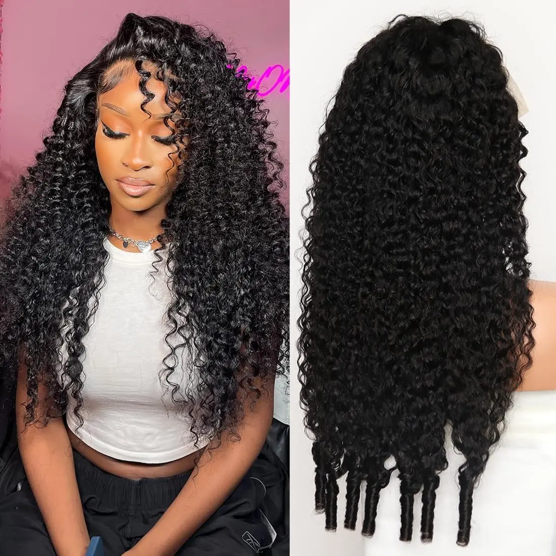 Bling Hair 13x6 HD Lace Wigs Burmese Curly Wigs Human Hair Pre Plucked with Finger Coily Ends Ready Burmese Curly Wave Natural Hairline 180 Density #SummerVibes