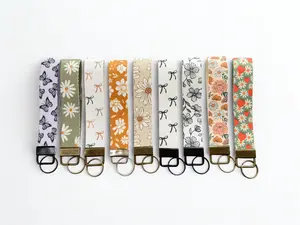 Keychain, wristlet, Lanyard, Custom Lanyard, Key Fob Wristlet, Car Key Holder, Cute Keychain, Bow Boho Smiley Keychain Lanyard, Wristlet