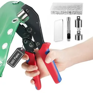 1/2" Grommet Tool Kit, Heavy Duty Hole Punch with 300 Pairs 12mm Grommet Kit, Interchangeable  Grommet Press with  Eyelets and Grommets for Fabric, Tarp, Leather
