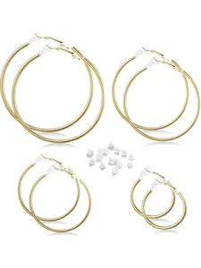 14K Clip on Hoop Earrings Non Piercing Clip on Earrings for Women 30MM 40MM 50MM 60MM Earrings Set