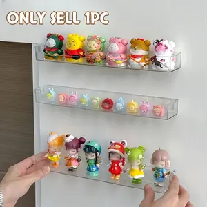 1/2 pcs Wall Mounted Acrylic Display Stand Clear Wall Mounted Floating Rack No Drilling Required Easy to Install Suitable for Living Room Dorm and Toy Storage Decor