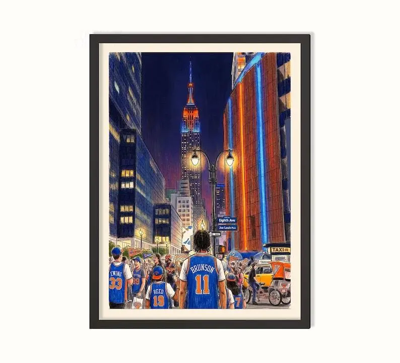 Handcrafted New York Basketball Playoffs Poster NYC Sport Poster