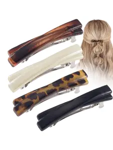 4pcs New Tortoiseshell Leopard Print Hair Clips, French Fashion Vintage Style Bangs Clip, Half-Up Hairstyle Accessories for Women