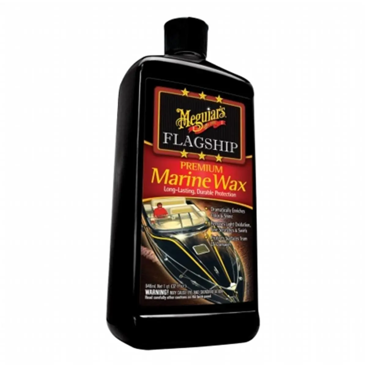 212 MAIN Meguiars Flagship Premium Marine Max Carnauba Wax - 32oz Liquid, UV Guard, Adds Protection From UV Damage, Brilliant Gloss, Full Sun Safe, For Marine Surfaces, Water Sports Kayaking Care, Hand Apply