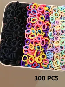 300 Pcs Random Color Hair Ties Set, High Elasticity Securing Hold Candy Colors Rubber Bands, Includes Ponytail Holders, Perfect for Daily Use