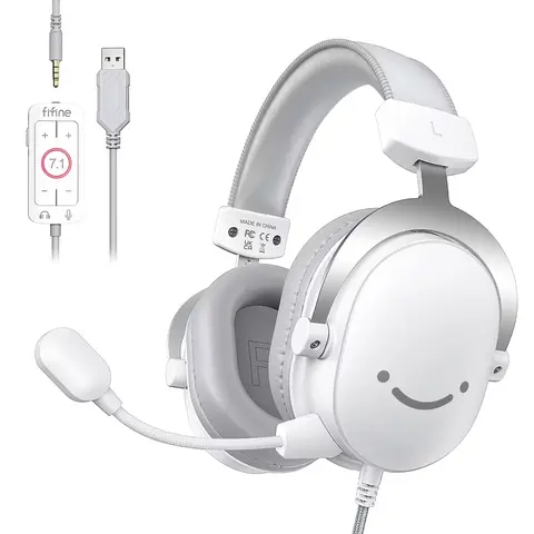 fifine H9 Multiplatform Gaming Headset – Over-Ear Wired Headphones with 7.1 Surround Sound, Detachable Microphone, Control Box, USB/3.5mm Connections for PC, Smartphone, PS5 (USB), Xbox, Switch (3.5mm) [PC Accessories]