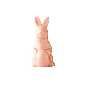 Rabbit Ceramic Statue, Funny Rabbit Ornament with Easter Egg, Suitable for Desktop, Bookshelf, and Home Party Decoration