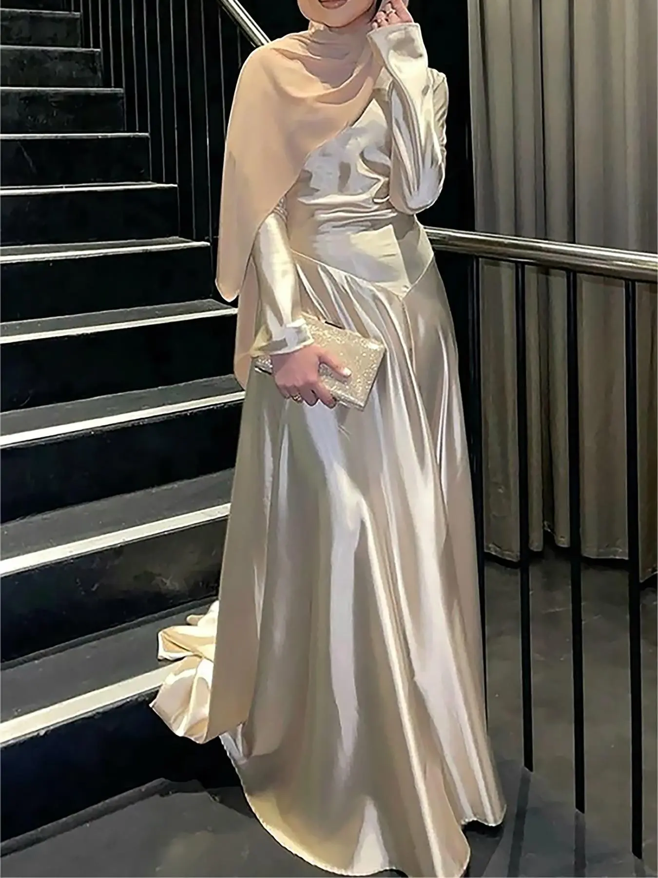 Elegant Women's Slimming Waist A-Line Dress, Graceful Muslim Fashion, Muslim Dresses, Modest Style Dress, Modest Muslim Clothing, Modest Gown, Modest Fashionable, Modest Clothes, Formal Occasion Wear, Stylish and Sophisticated Design