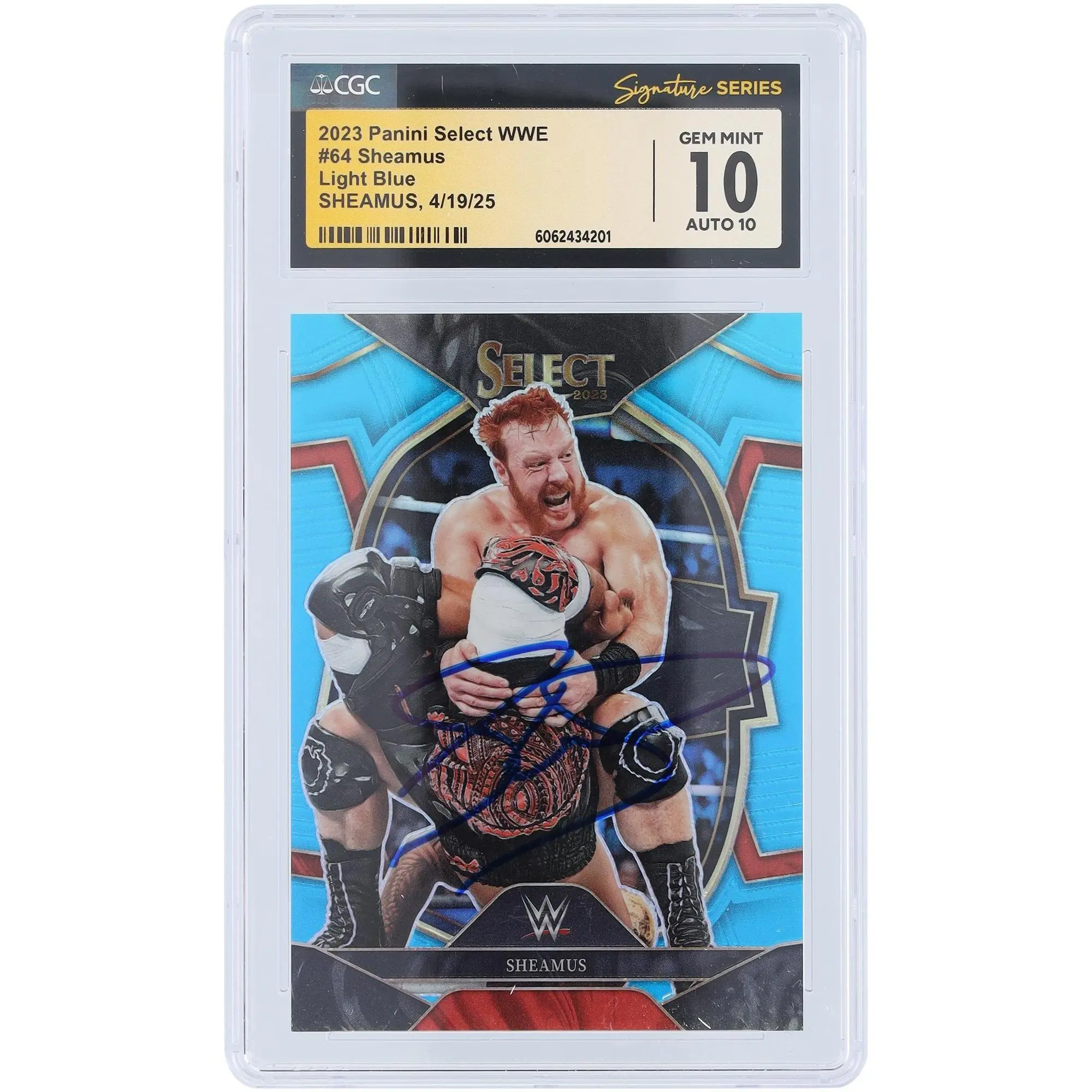 Sheamus WWE Autographed 2023 Panini Select Light Blue Prizm #64 #/249 CGC Fanatics Witnessed Authenticated 10/10 Card - Fanatics Authentic Certified